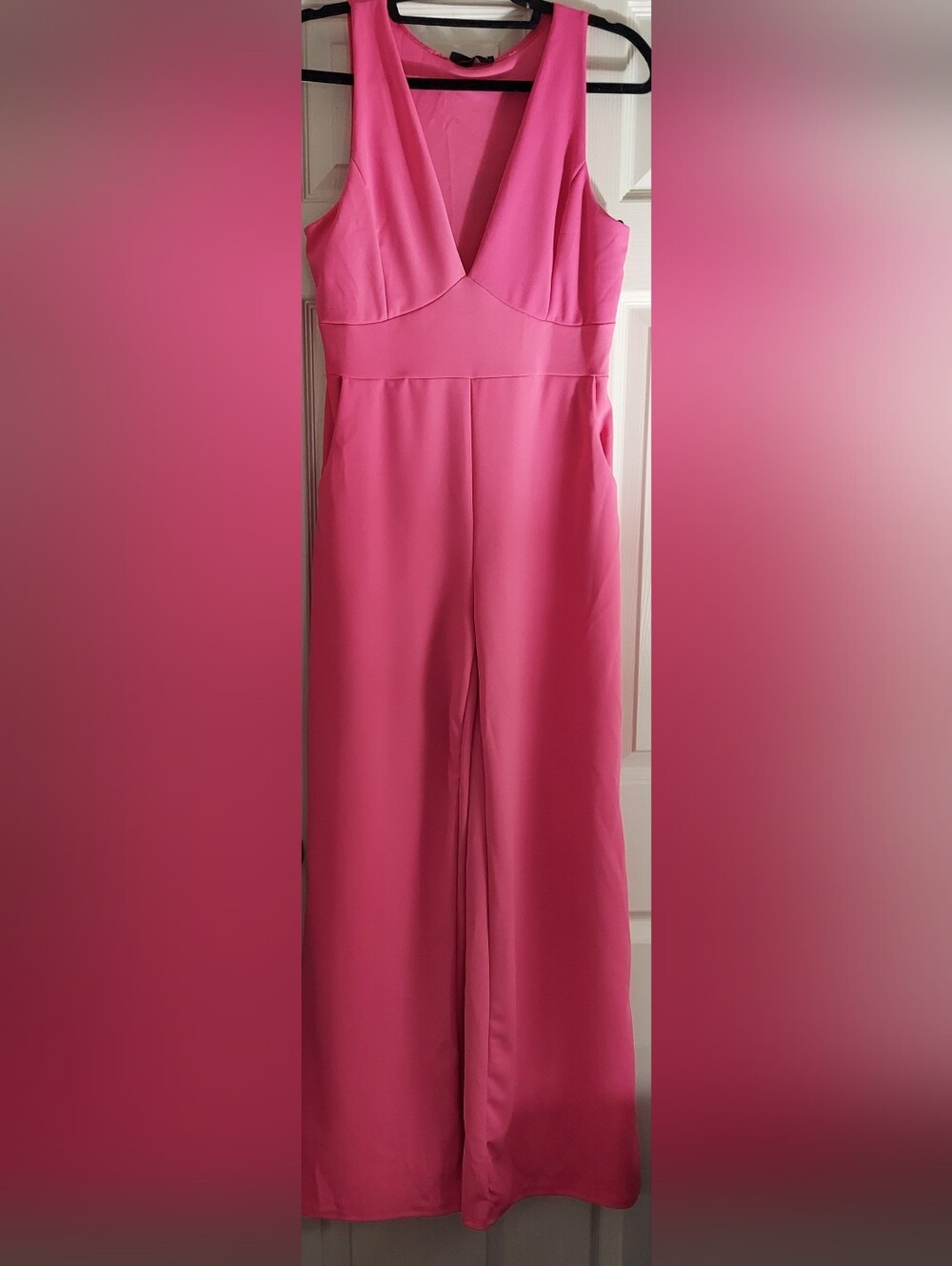 High-Rise Wide-Leg Pink Jumpsuit. Size Large. J-100